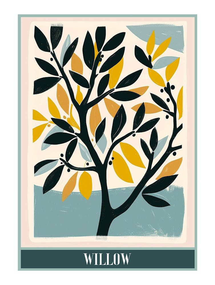 Willow Tree Flat Illustration 1 Poster