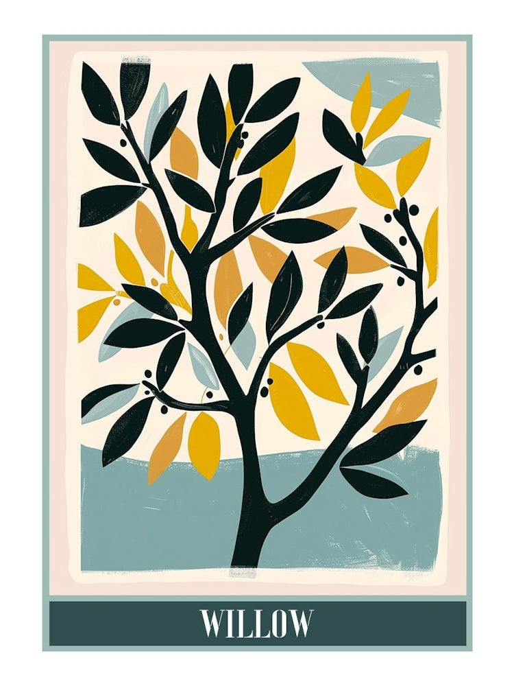 Willow Tree Flat Illustration 1 Poster