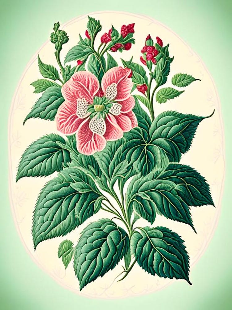 Peppermint 2 Floral Botanical Vintage Poster Flower
