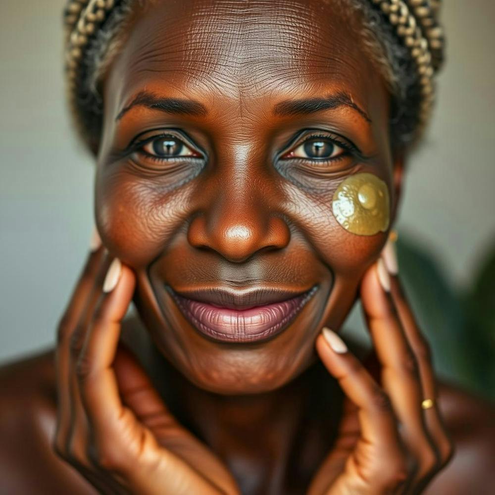 Black woman in her 60s using a beauty balm