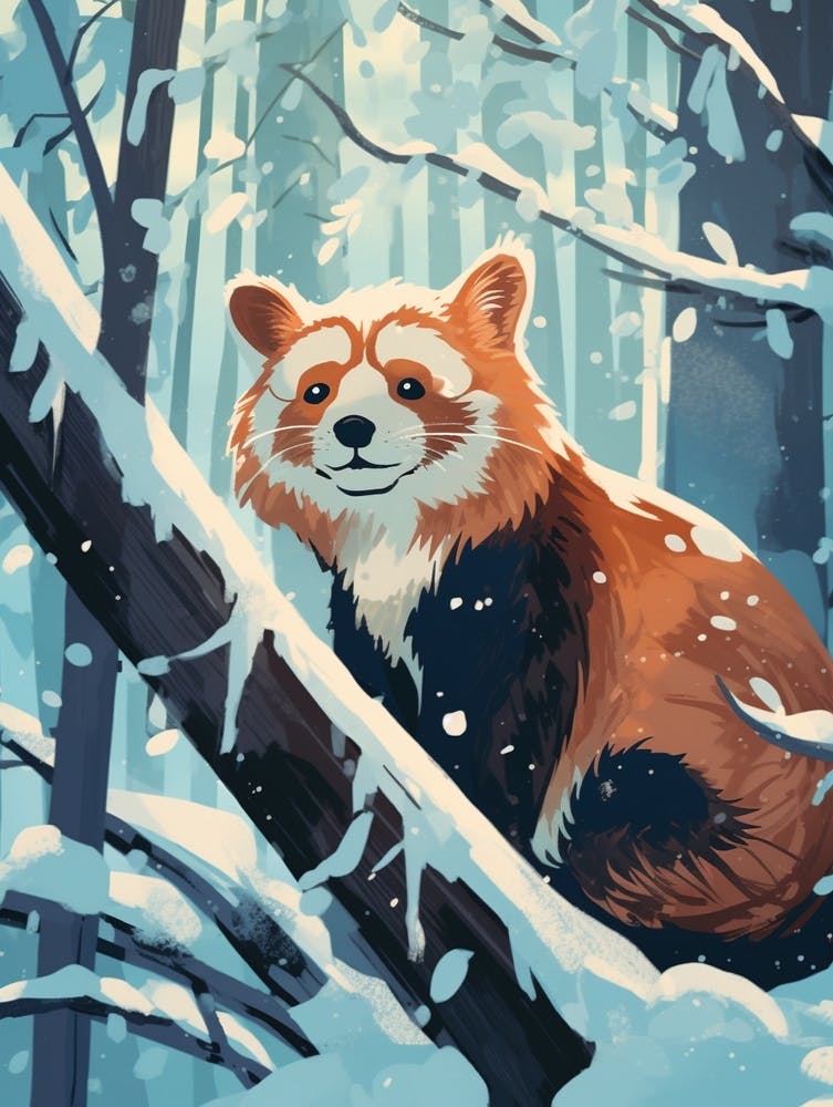 Winter Red Panda 1 Illustration
