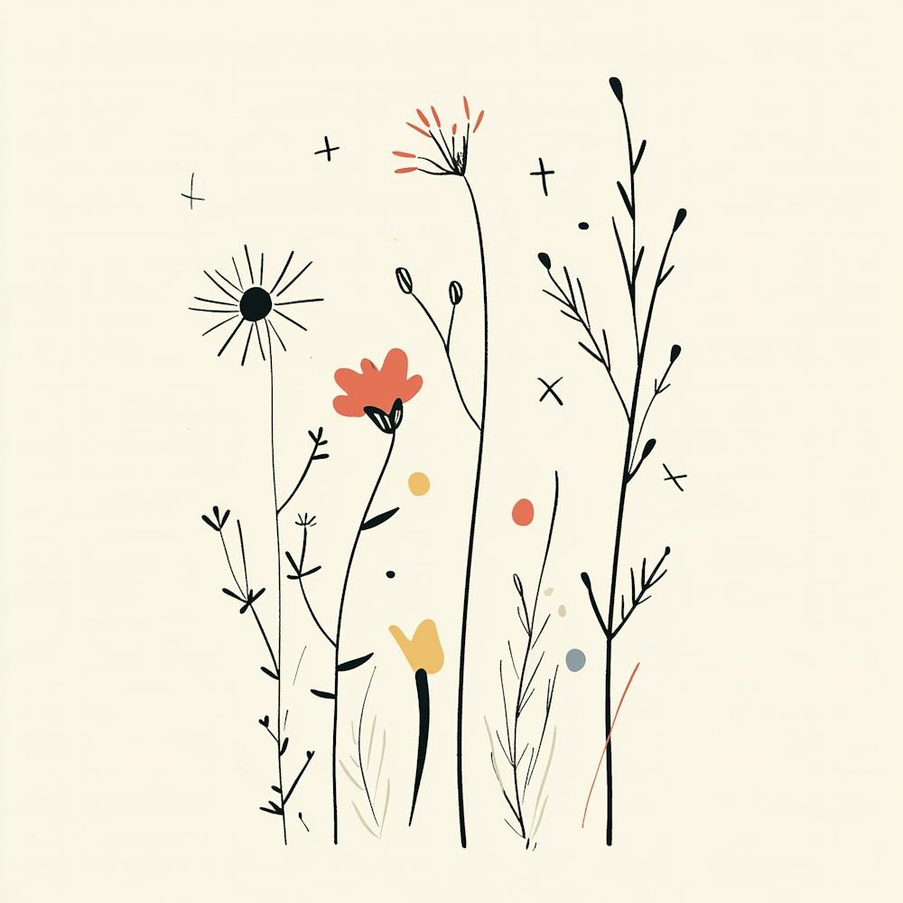 Süße Linienkunst Wildblumen 8