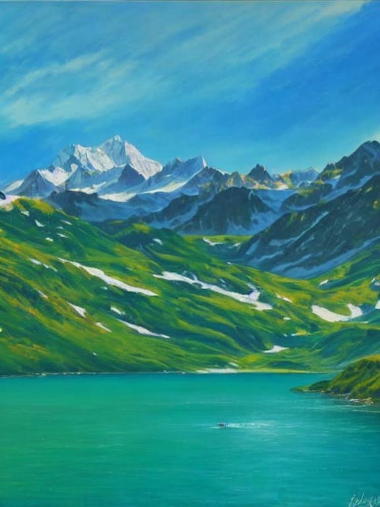 Gran Paradiso National Park Italy Blue Oil Painting 2
