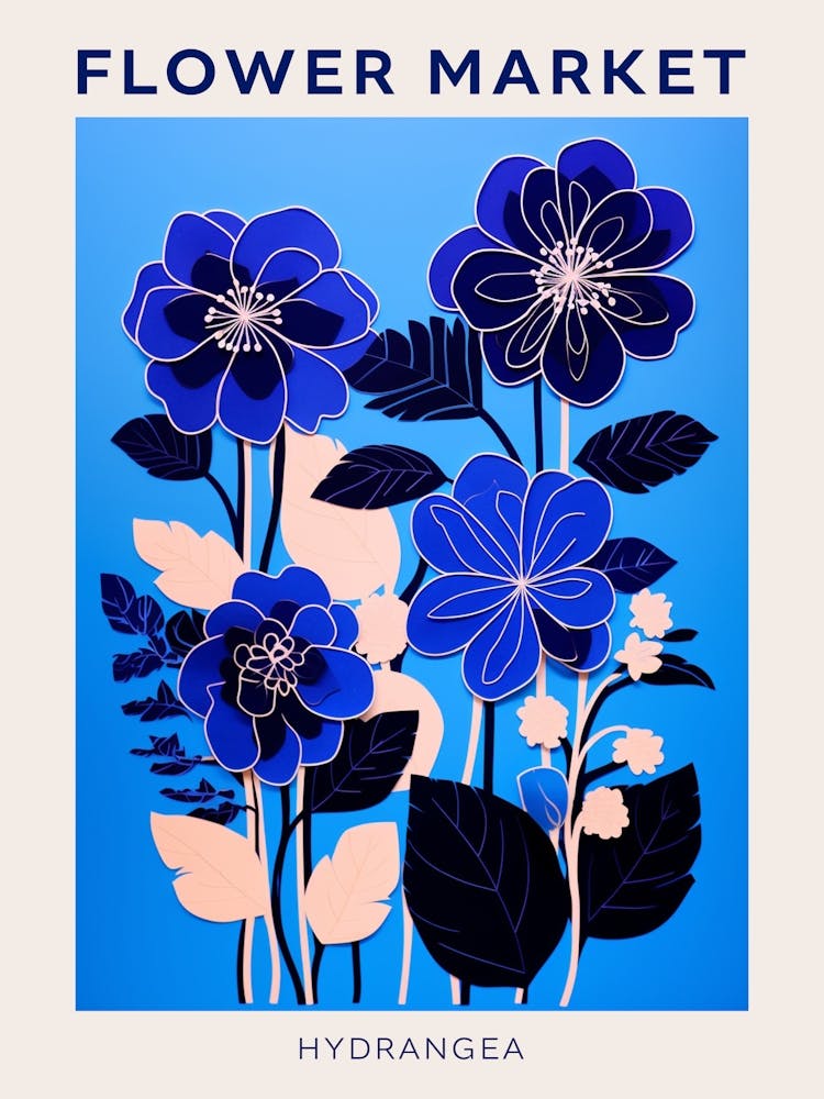Blue Flower Market Poster Hydrangea 8