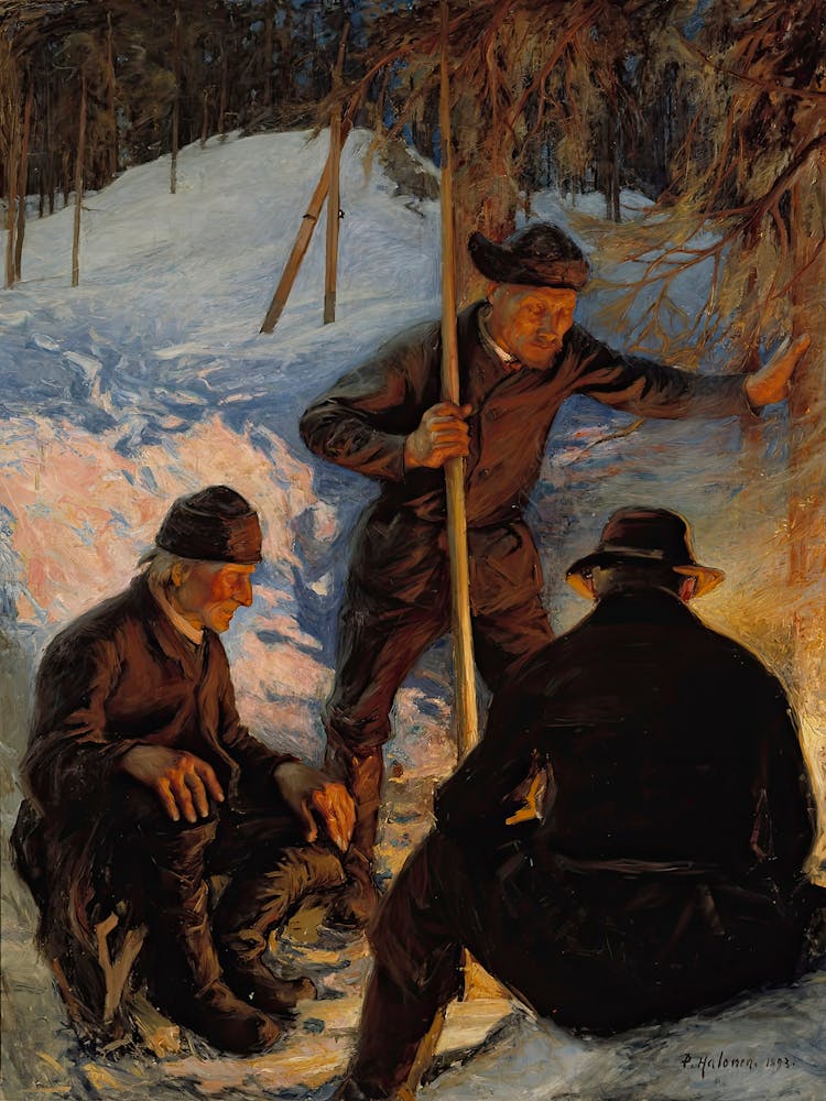 Lumberjacks Around A Campfire (1893), Pekka Halonen