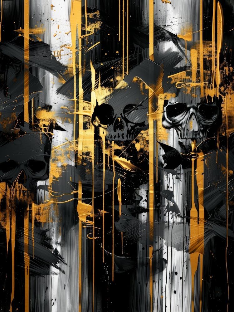 Schädel In Gold Und Schwarz