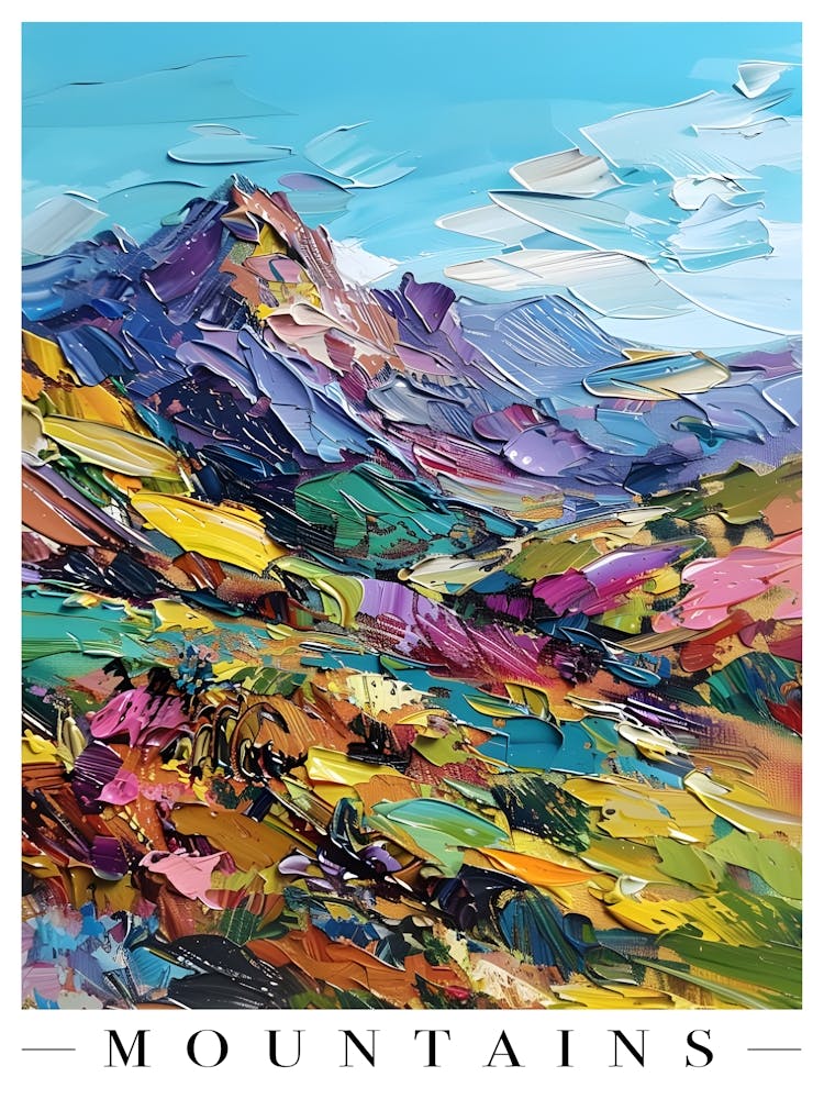 Montagnes Nature Art Abstrait Coloré