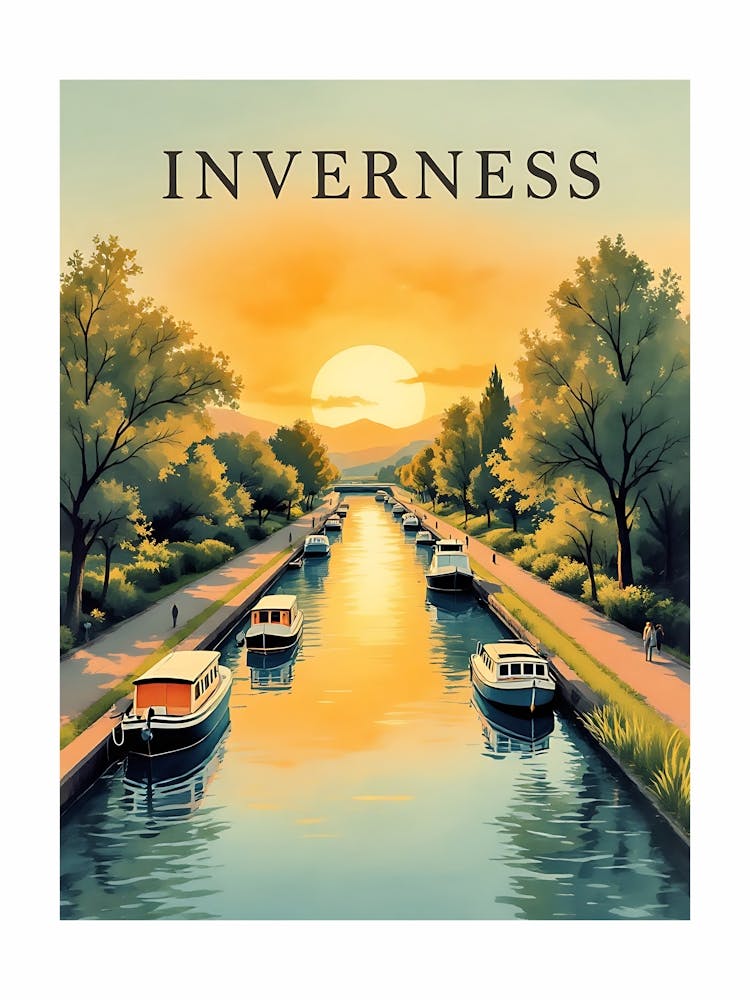 Inverness Watercolor Vintage Travel V 04