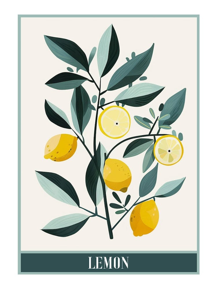 Lemon Tree Flat Illustration 8 Poster