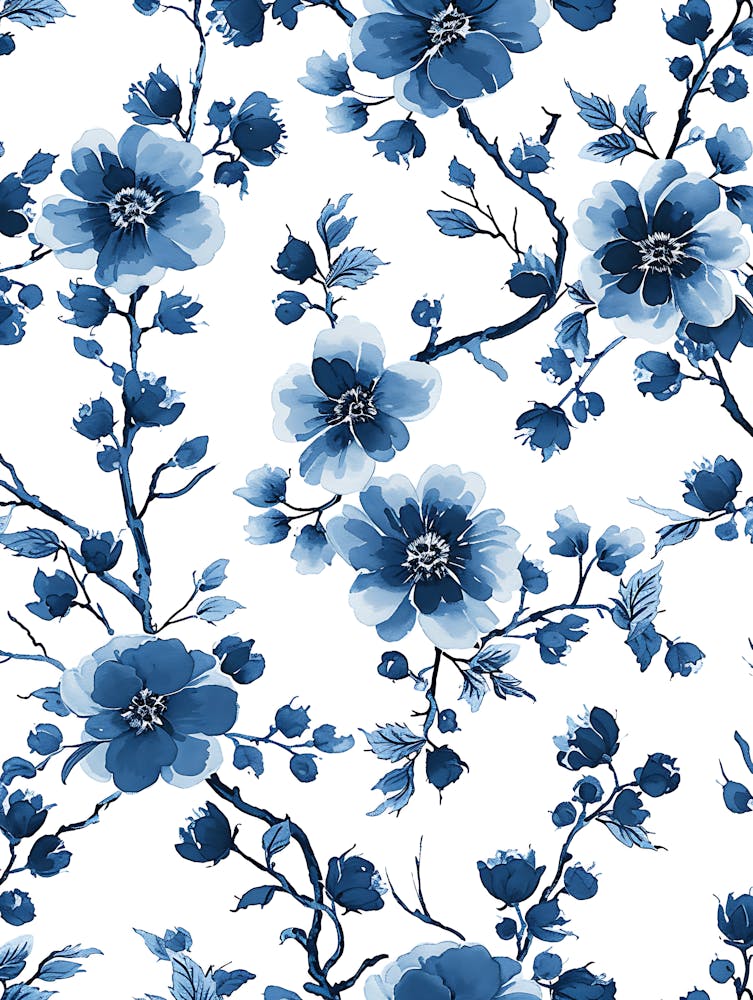 Blue And White Floral Pattern 3