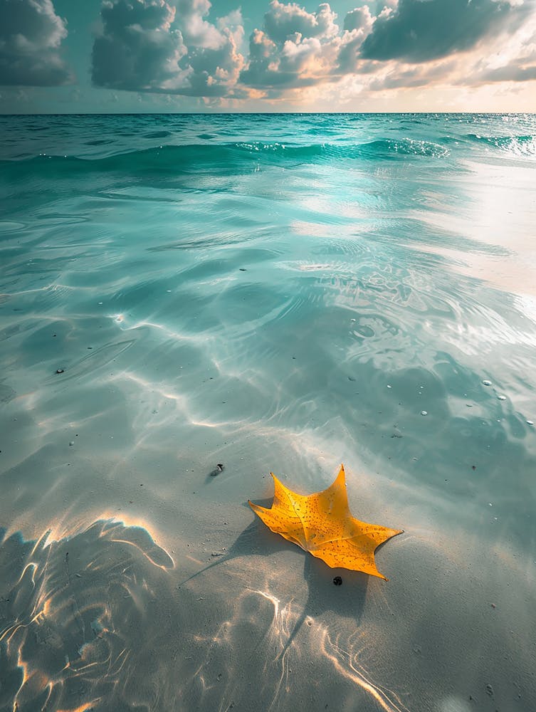 Autumn Leaf On The Beach