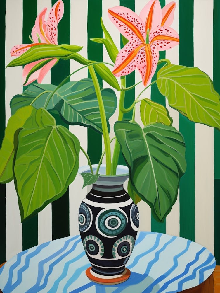 Flowers In A Vase Still Life Painting Gloriosa Lily 3