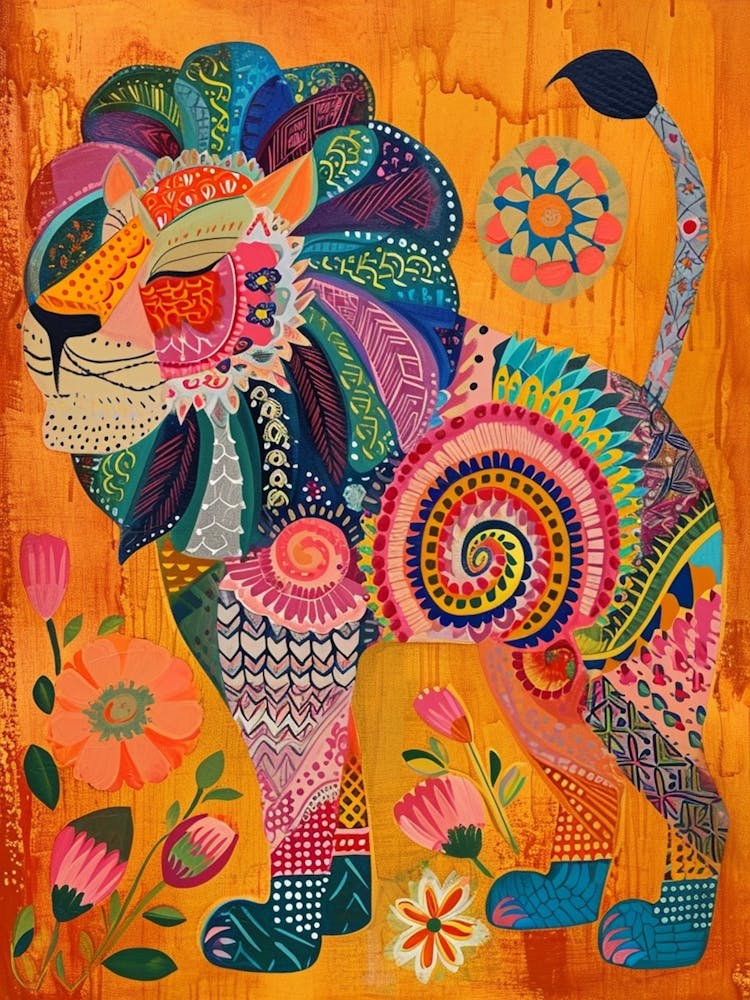 Folk Pattern Lion 3