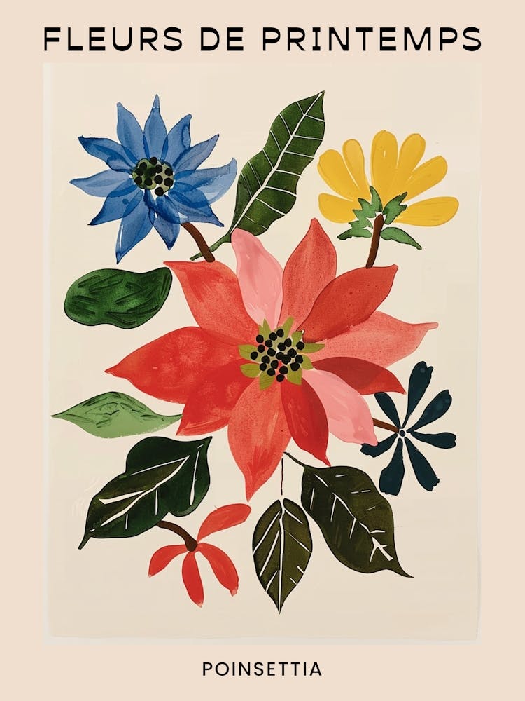 Spring Floral French Poster  Poinsettia 2