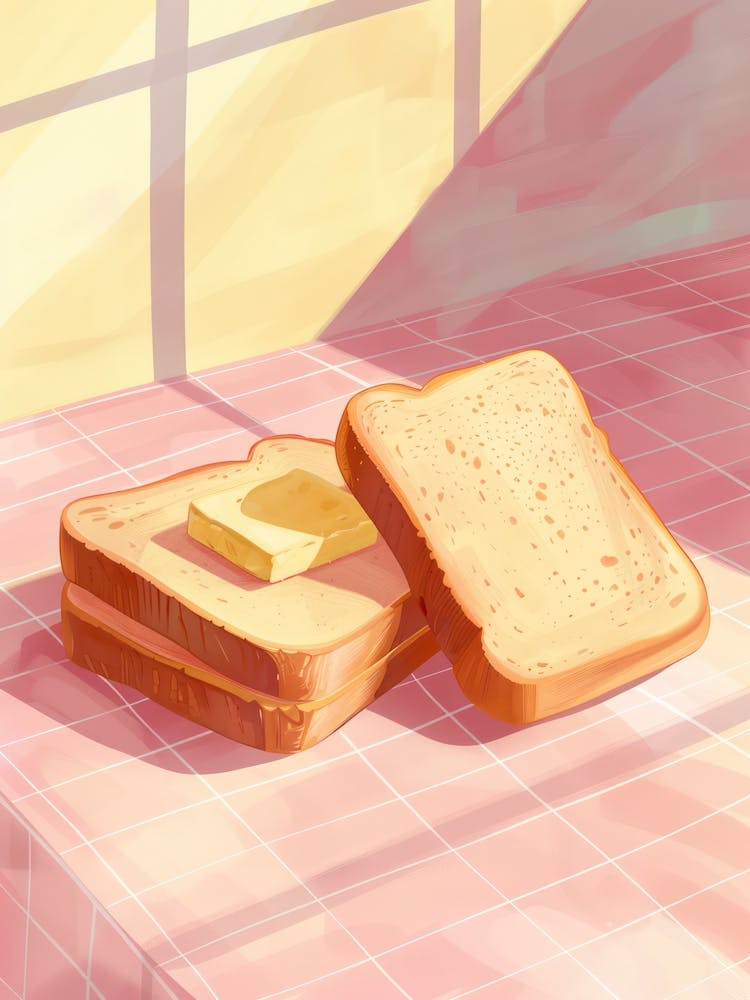 Pink Breakfast Food Bread And Butter 3