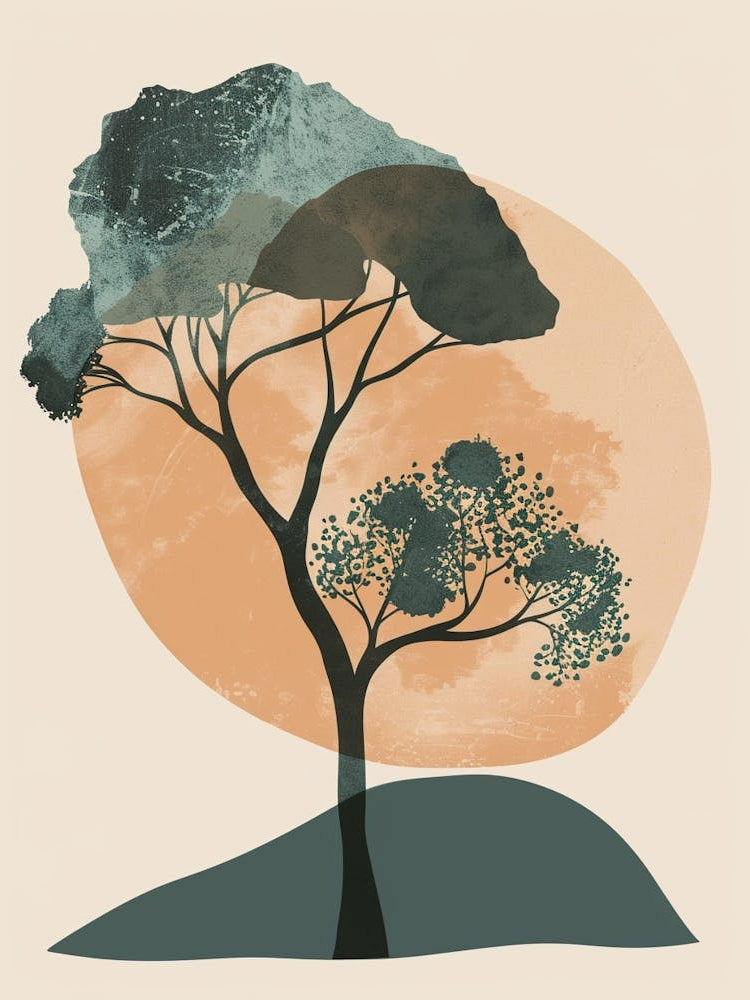 Teak Tree Minimal Japandi Illustration 3