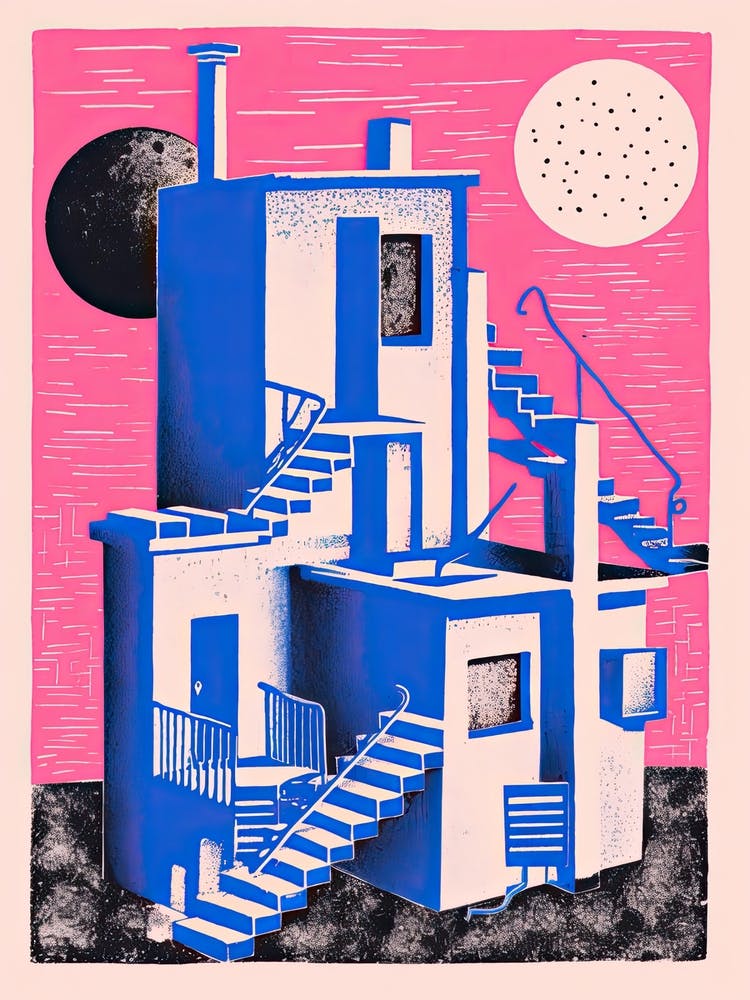 A House In Buenos Aires, Abstract Risograph Style 1