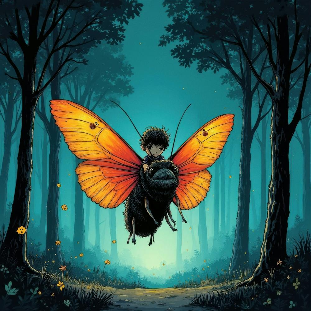 Junge und ein Schmetterling