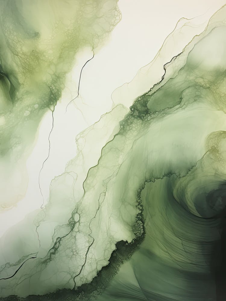 Sage Green And Black Flow Asbtract Painting 3