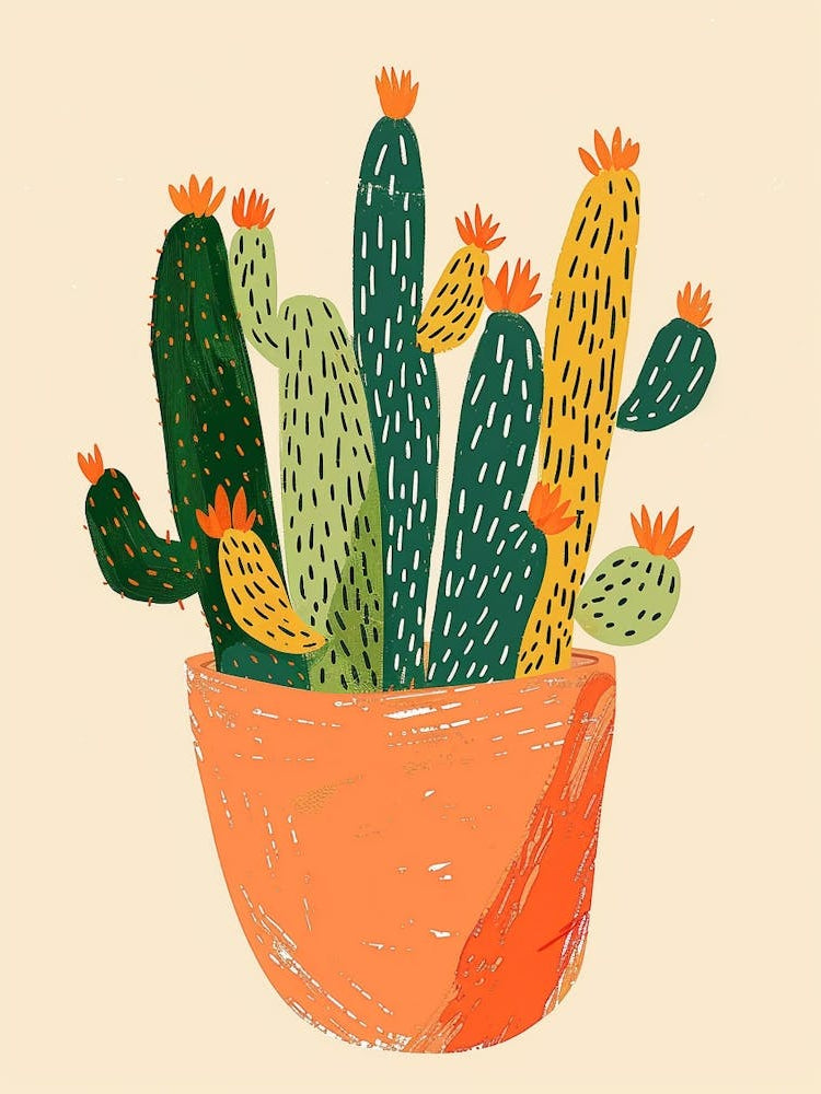 Cactus Plant Minimalist Illustration 1
