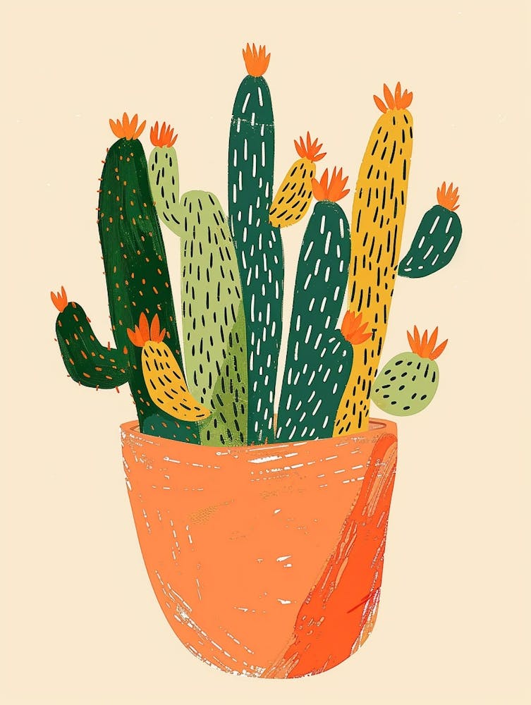 Cactus Plant Minimalist Illustration 1