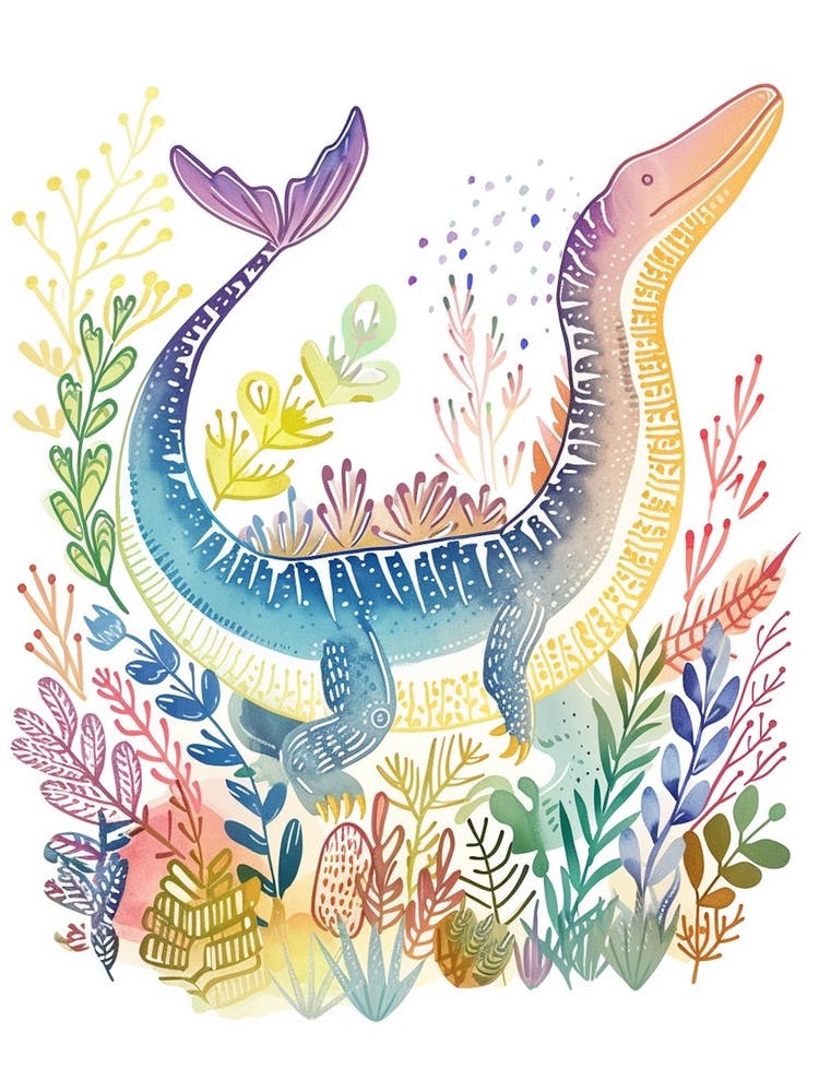 Pastel Icthyosaurus Dinosaur 3