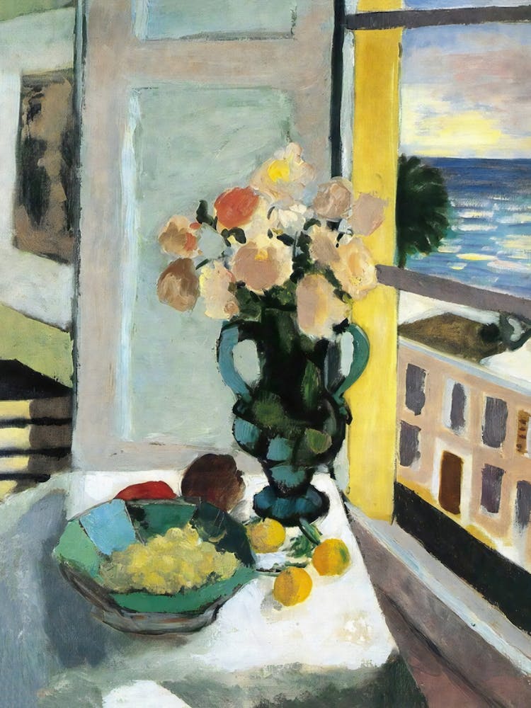 Matisse Table By The Window, Vintage Pastel Floral Art