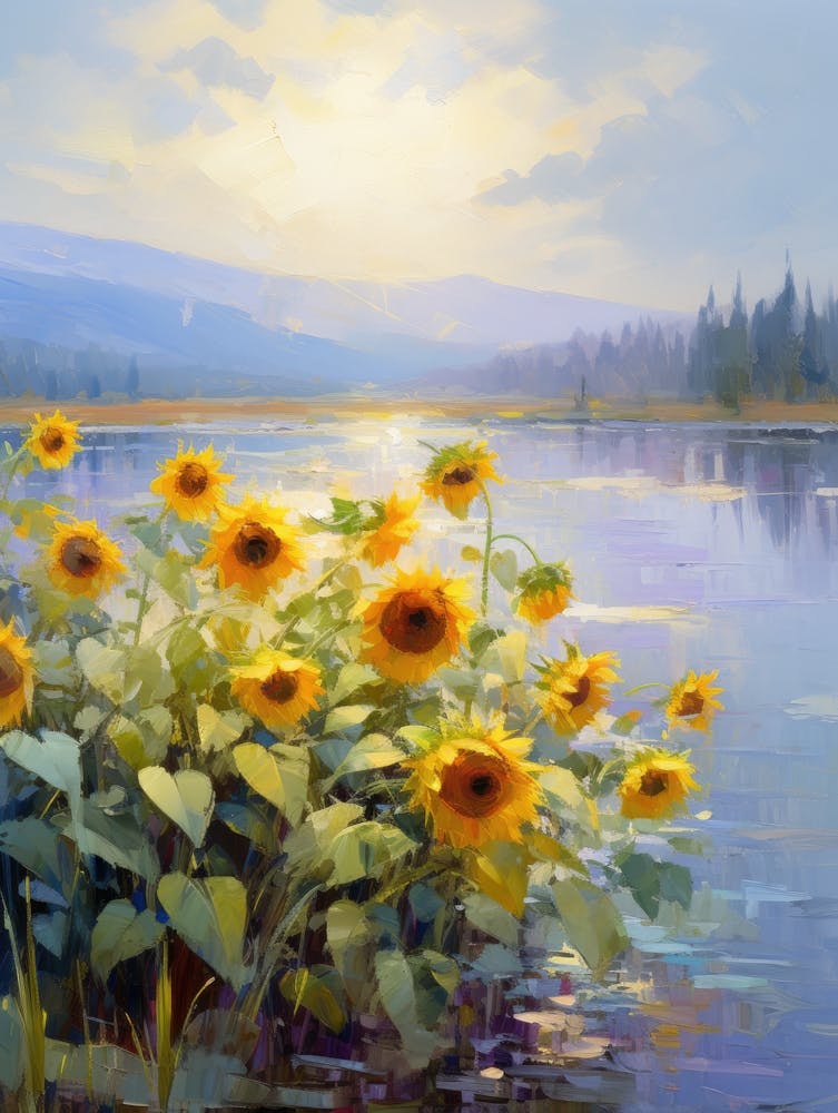 Sunflowers By The Lake 3