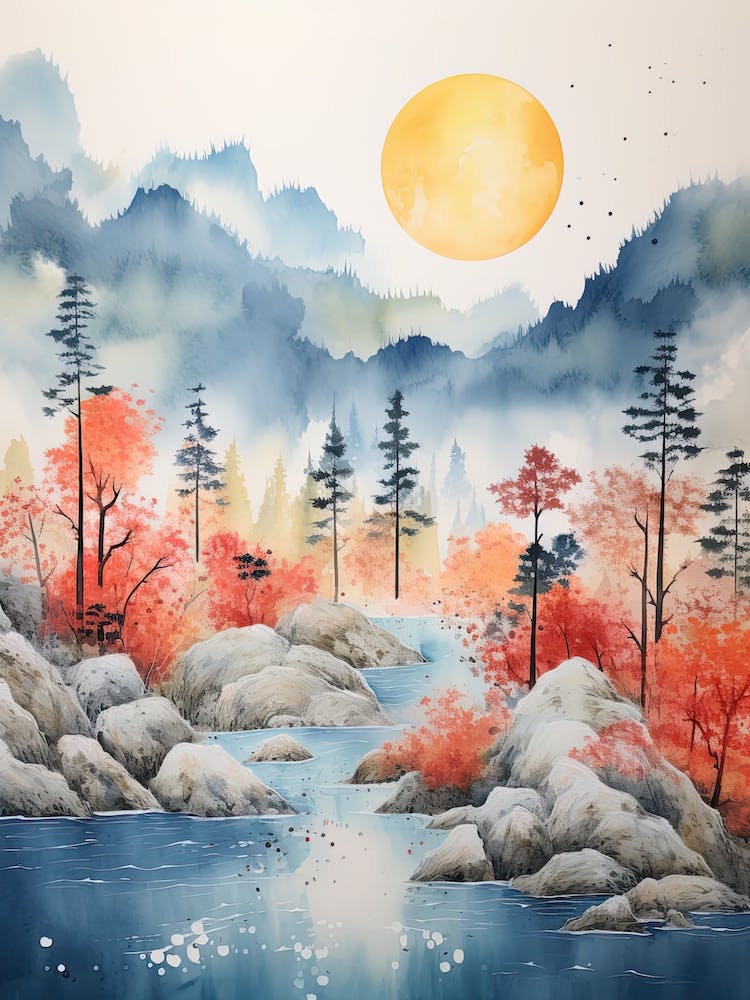 Watercolour Of Jiuzhaigou Valley   China 2