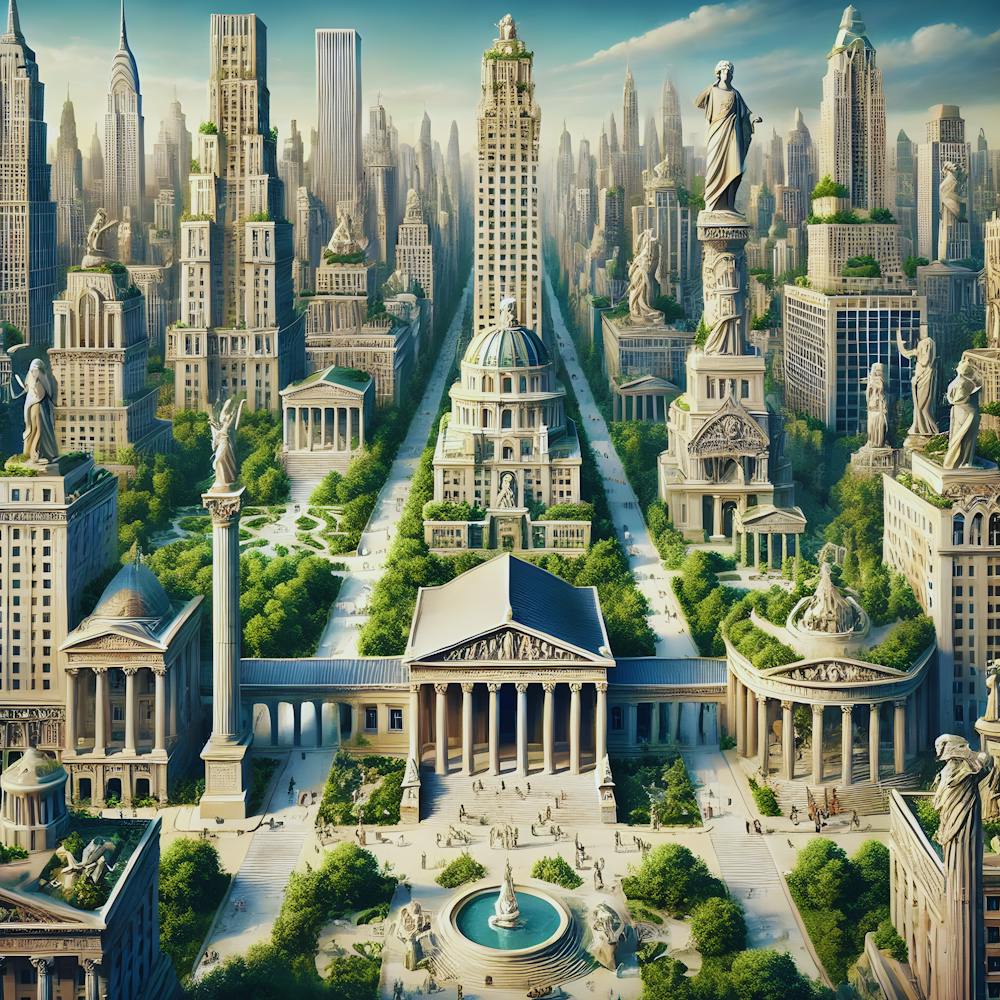 New York City In Greco Roman Style Classical Architecture Skyline