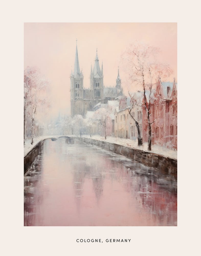 Dreamy Winter Painting Poster Cologne Germany 4