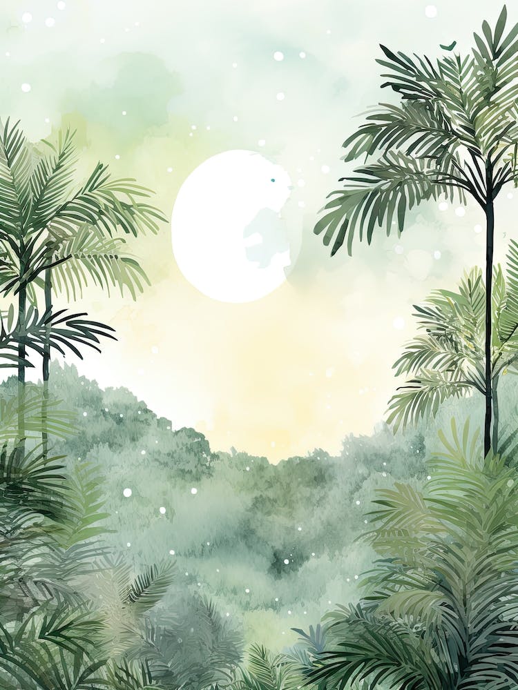 Watercolour Of El Yunque National Forest   Puerto Rico Usa 2