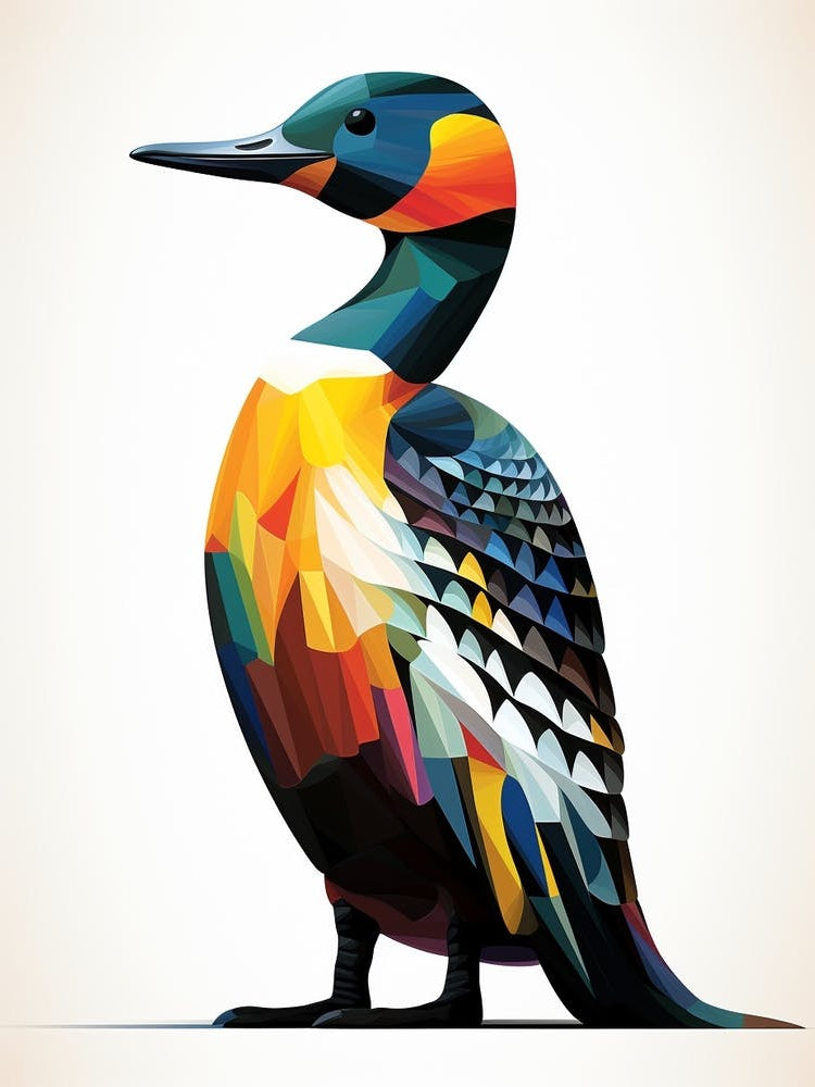 Colourful Geometric Bird Common Loon 1