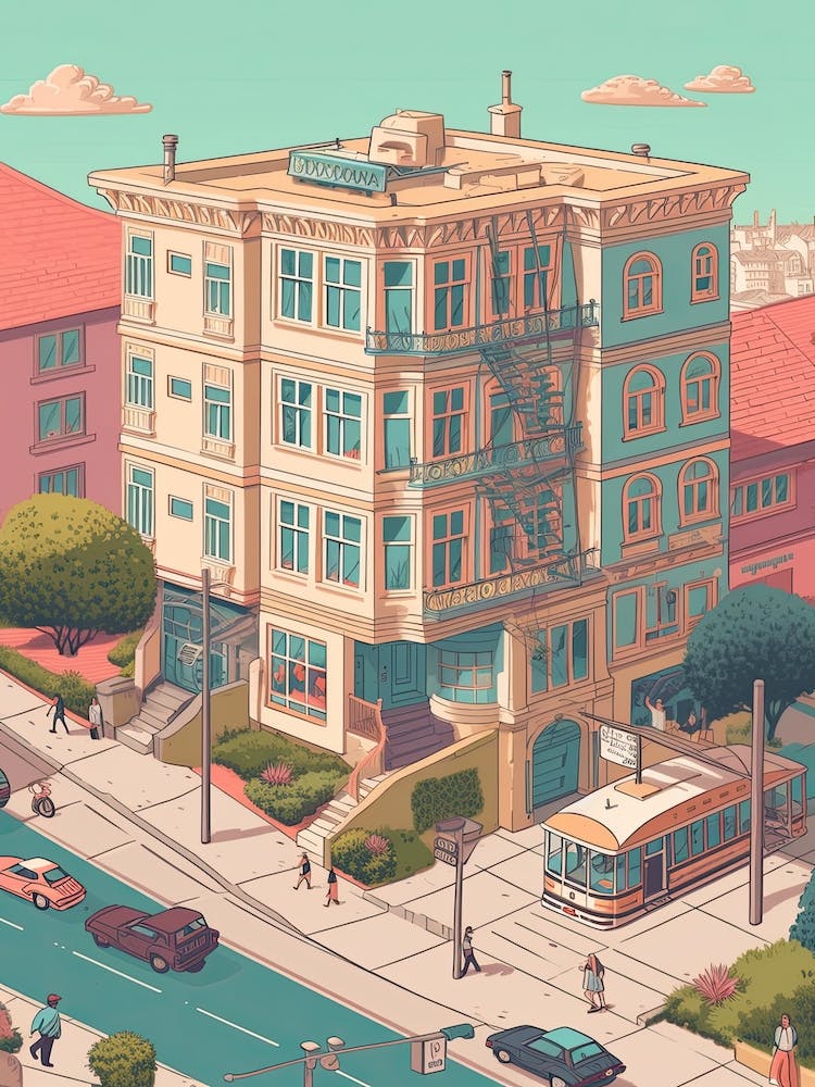 San Francisco California United States Travel Illustration 4
