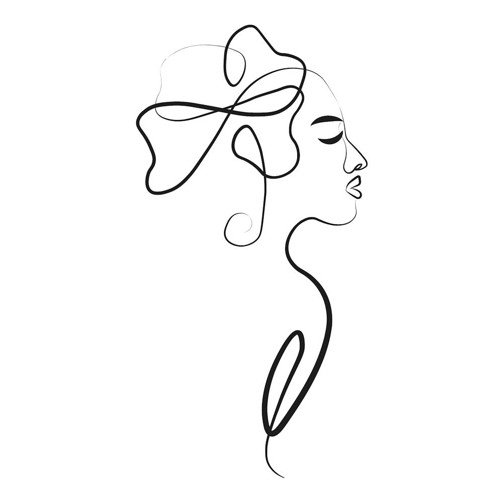 Abstrakte Linienfrau mit Haarschleife