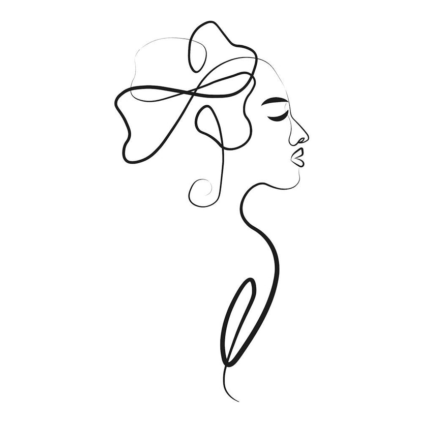 Abstract Line Woman Wearing A Hair Bow