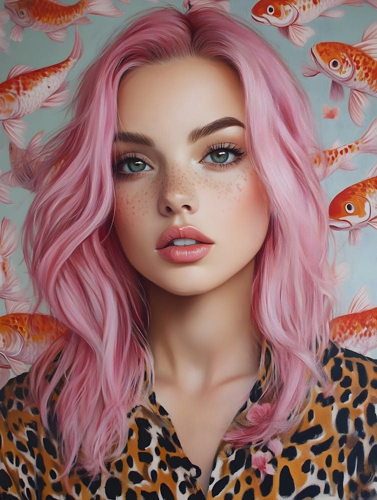 Beautiful Woman With Koi Fish 3