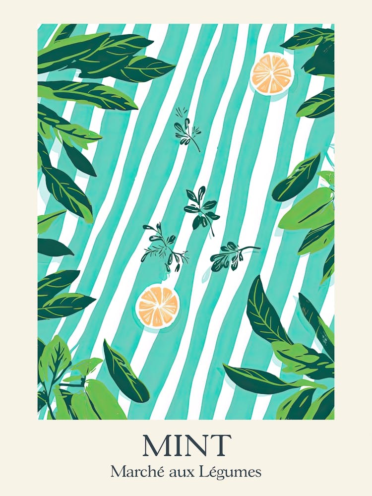 Marche Aux Legumes Mint Summer Illustration 1