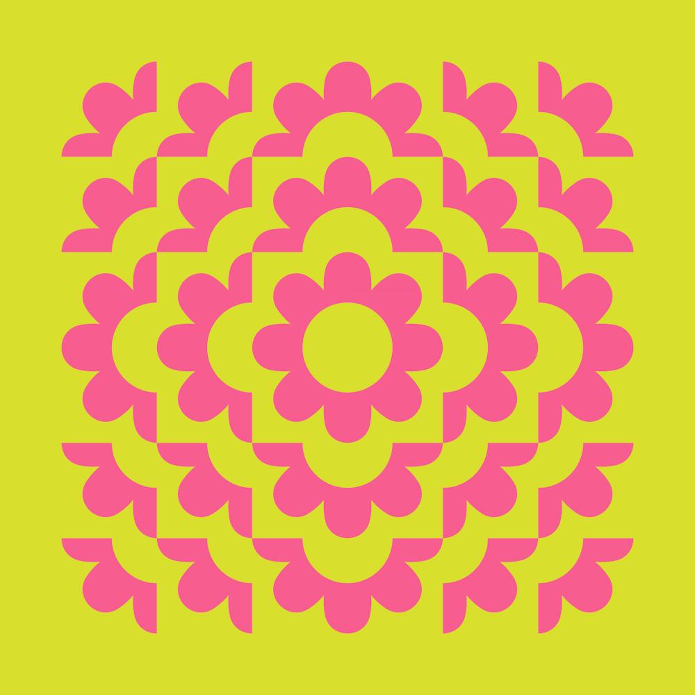 Abstract Flowers Pattern 10 In Pop Baby Pink Lime 02