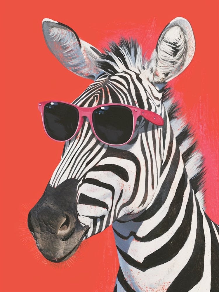 Kitsch Portrait Of A Zebra In Sunglasses 3