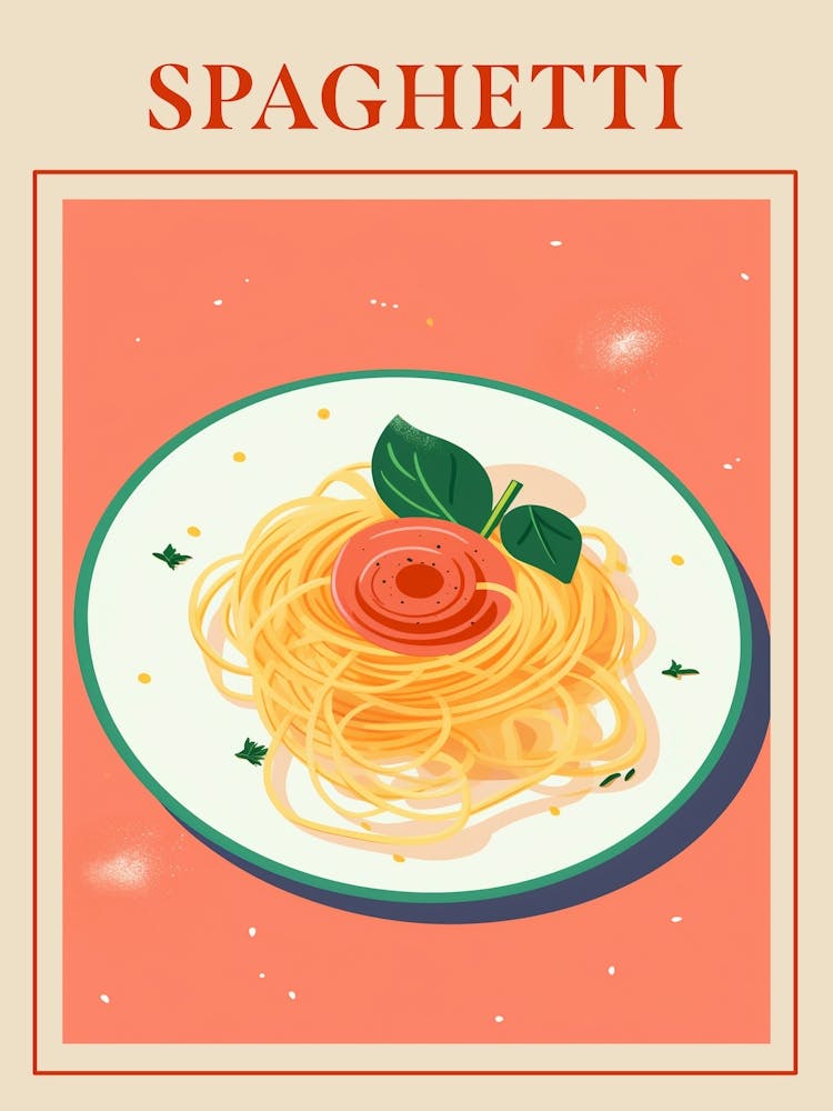 Spaghetti Alle Cipolle Affiche Pâtes Italiennes