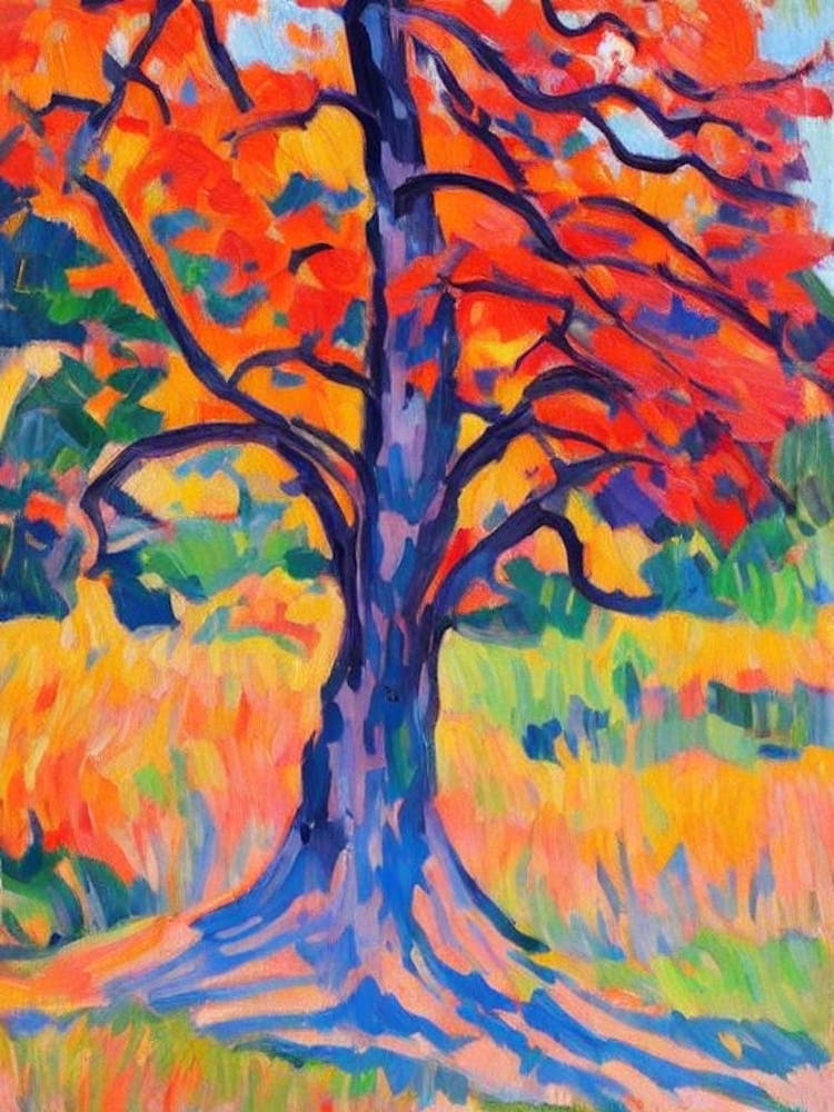 Shagbark Hickory 1 tree Abstract Block Colour