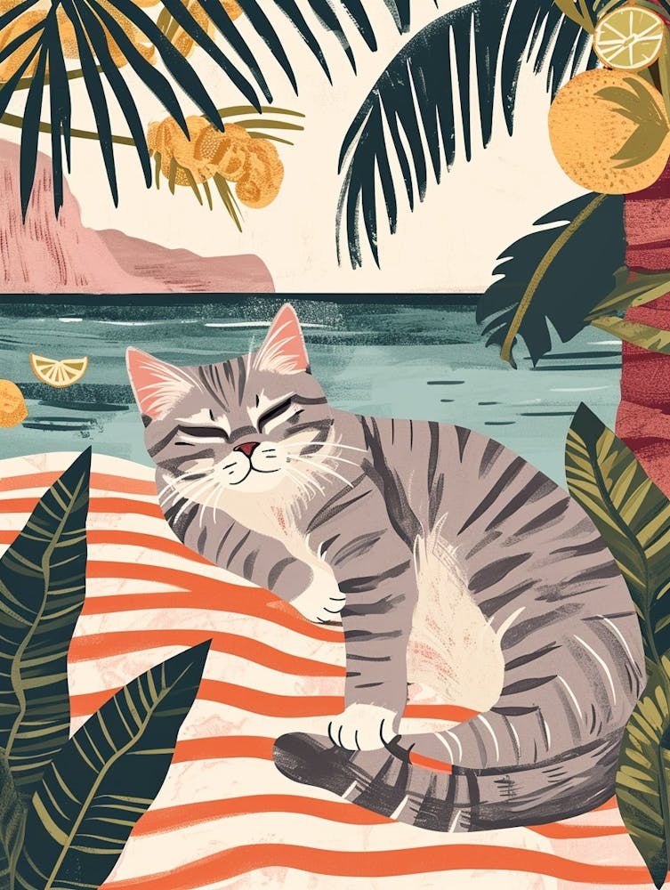 American Shorthair Cat Storybook Illustration 4