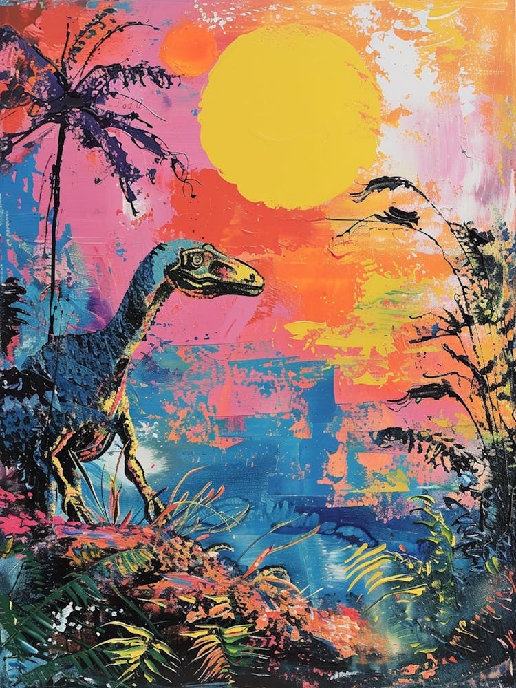 Colourful Dinosaur Painting Landscape 2