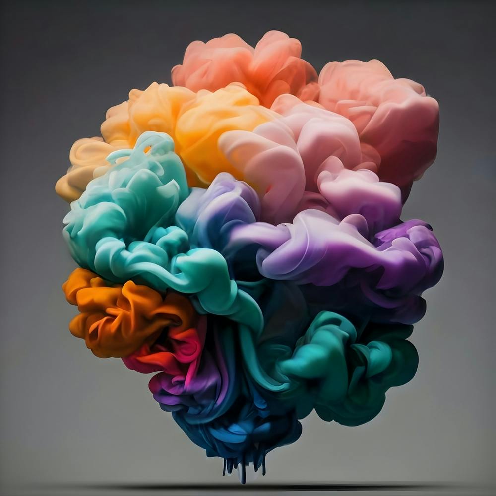 Abstract Long Cloud Of Colourful Smoke On A Grey (3)