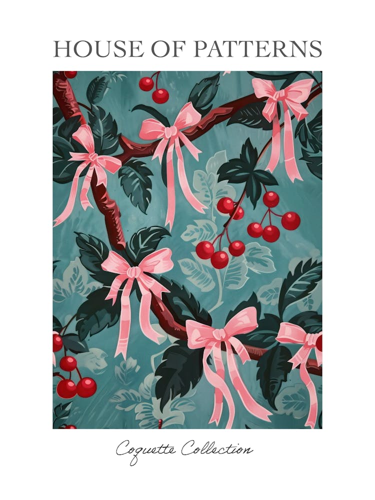 Cherry Pink Coquette 5 Pattern Poster