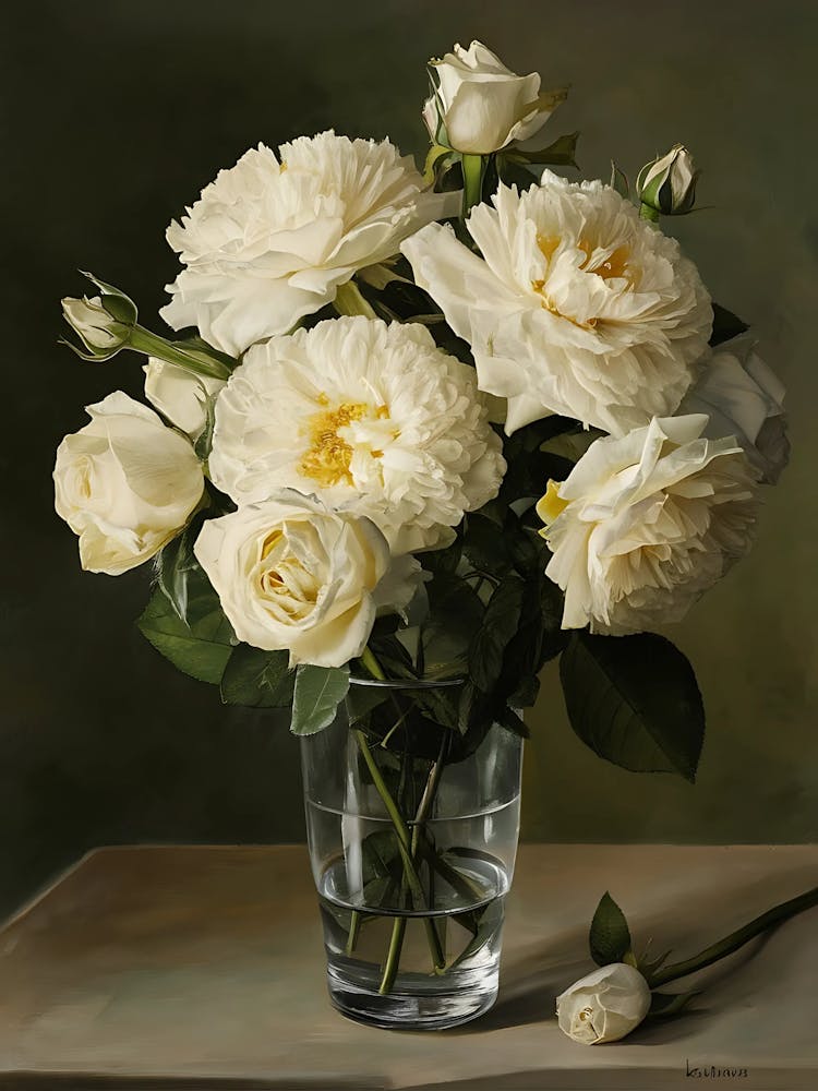 White Roses In A Vase