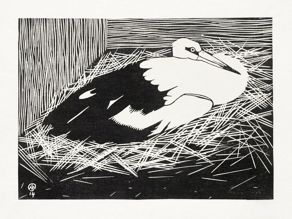 White Maguar Stork (1914), Samuel Jessurun