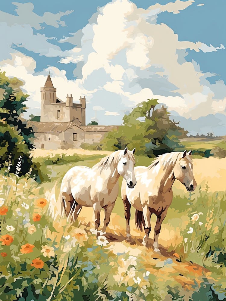Horses Painting In Cotswolds, England 1