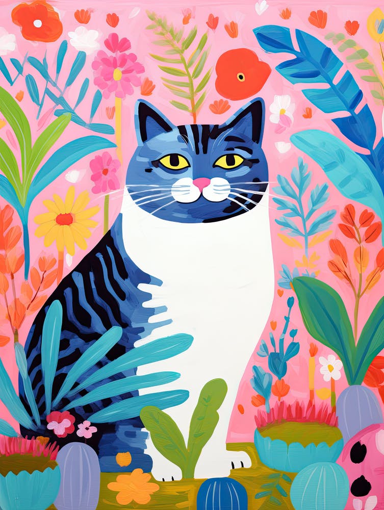 Cat In The Garden, Matisse Inspired